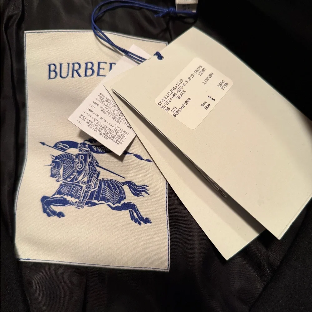 Burberry Black Double-Breasted Wool Trench Coat with Belt - Picture 11 of 16